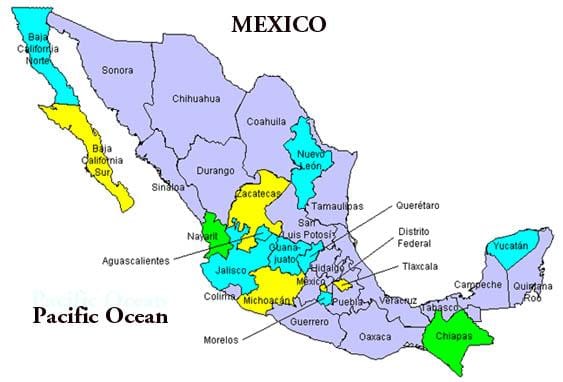 mapu údolie Mexiko