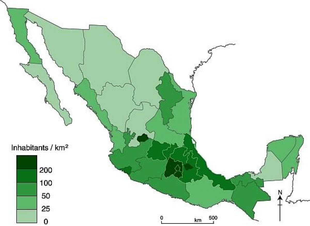 Карта населения мексики