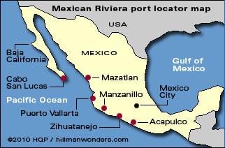 mapa mexická riviéra