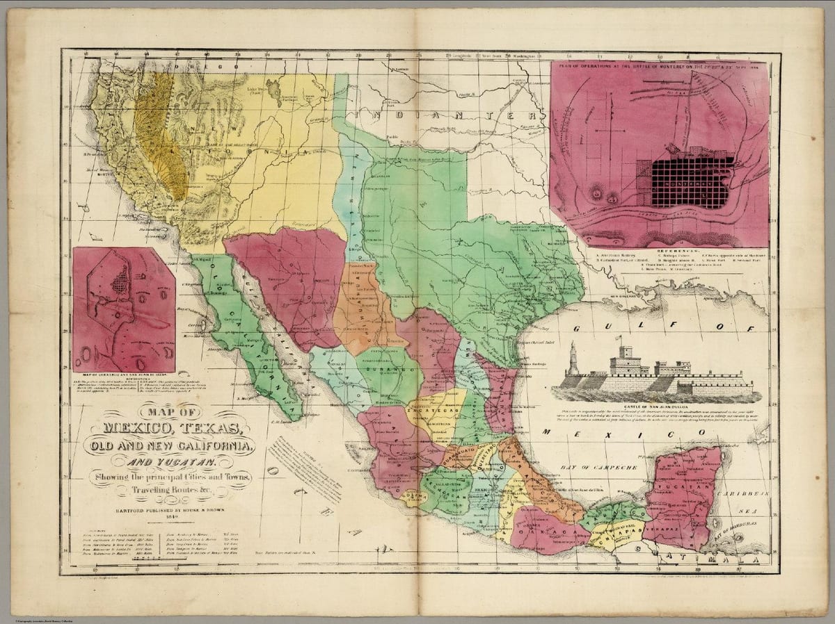 Mexiko mapa staré