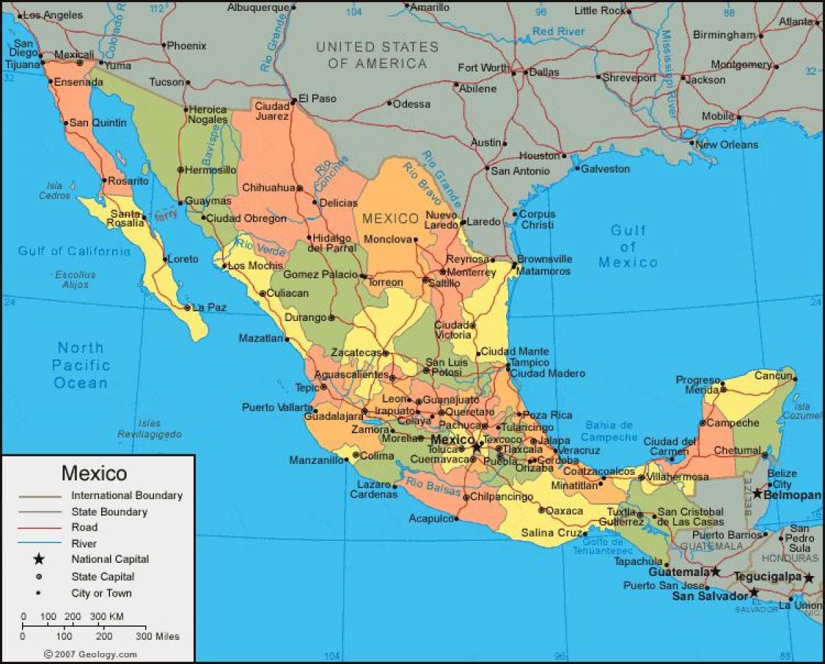 western Mexiko mapu