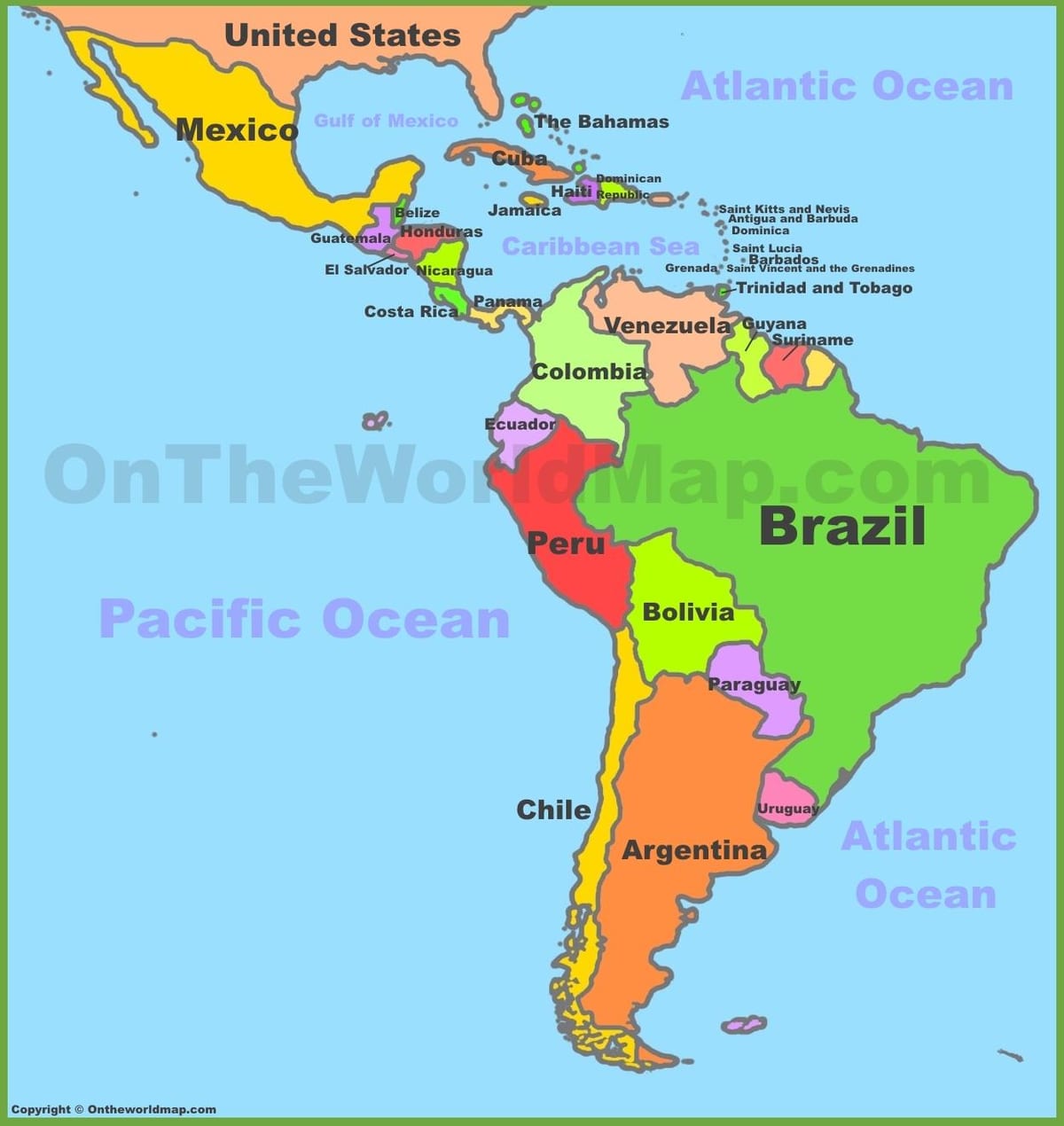 mapa Mexiko južná amerika