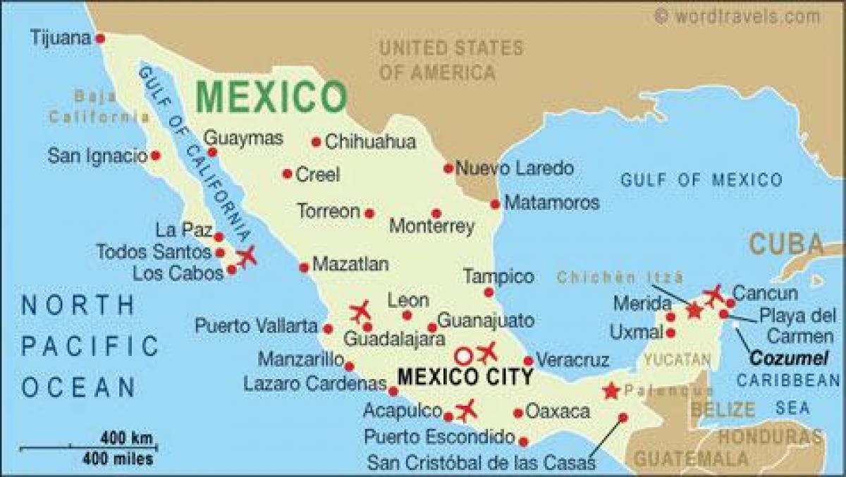 mapa letísk v Mexiku