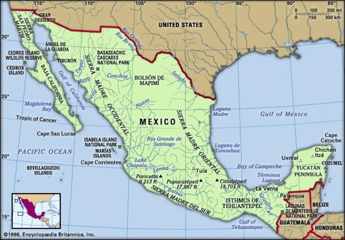 Mexiko mapa pre deti