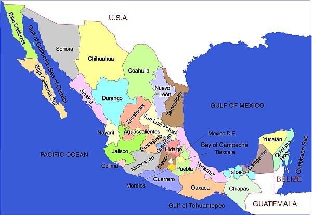 mapa Mexika štáty