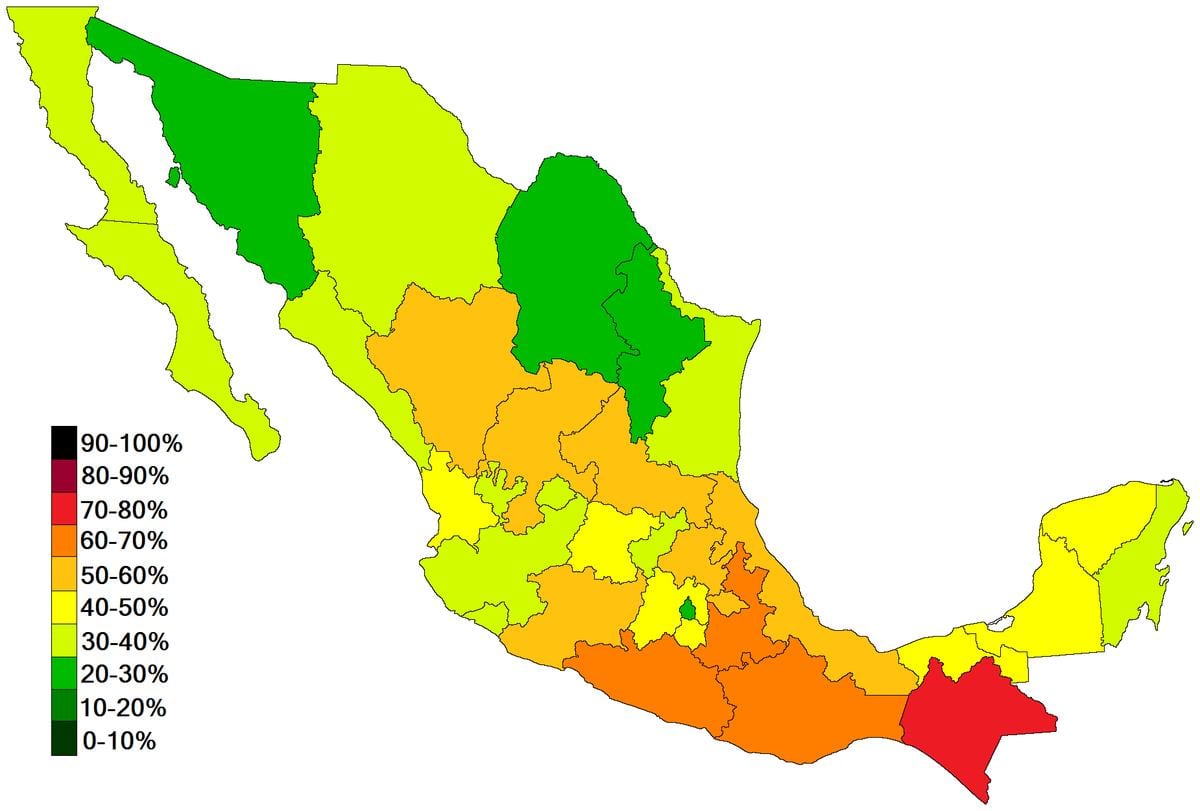 mapu Mexika chudoby
