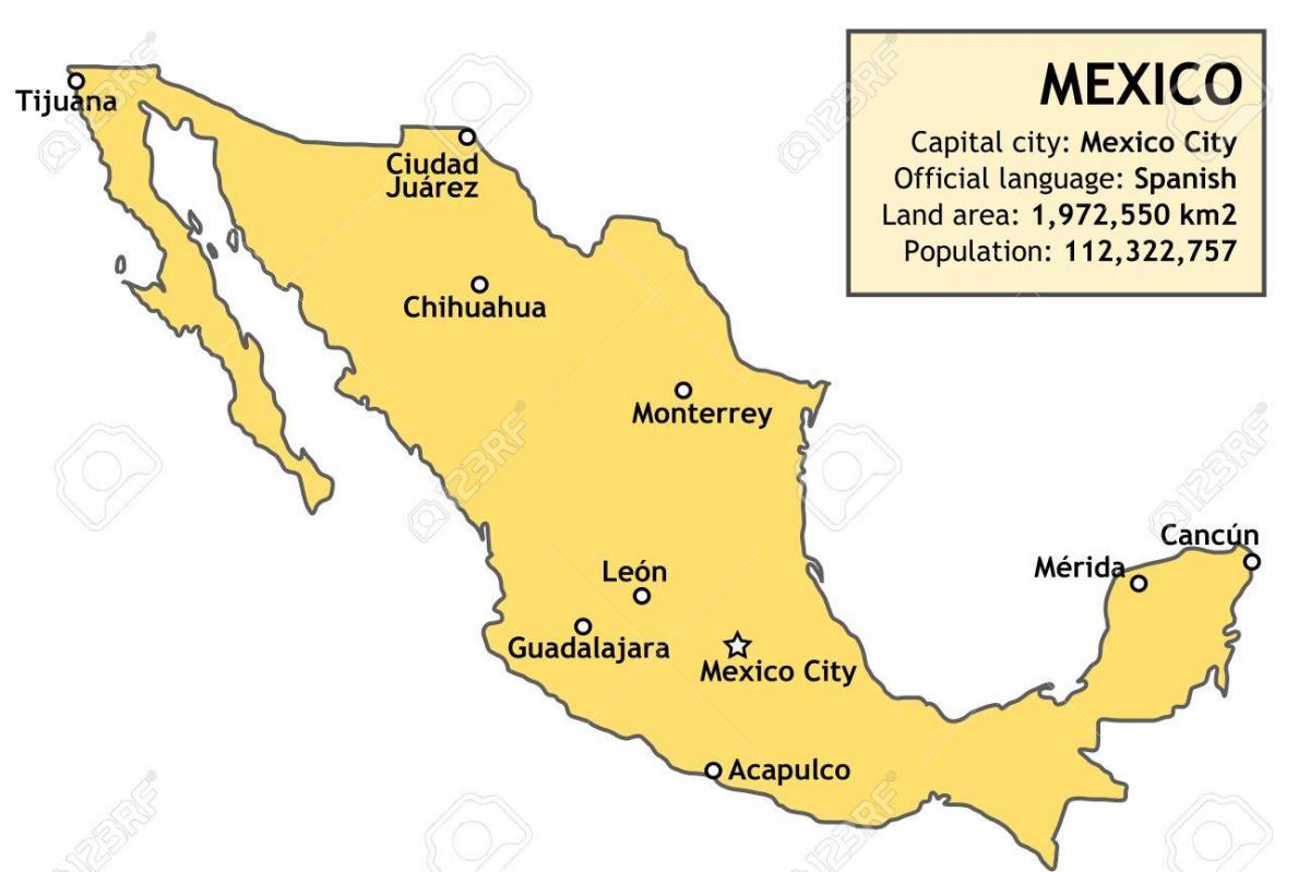 Mexiko mapa krajiny