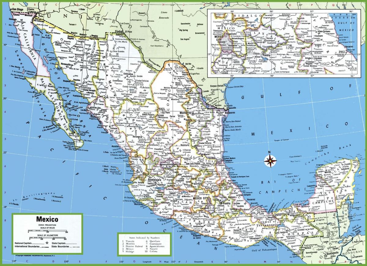 mestá v Mexiku mapu