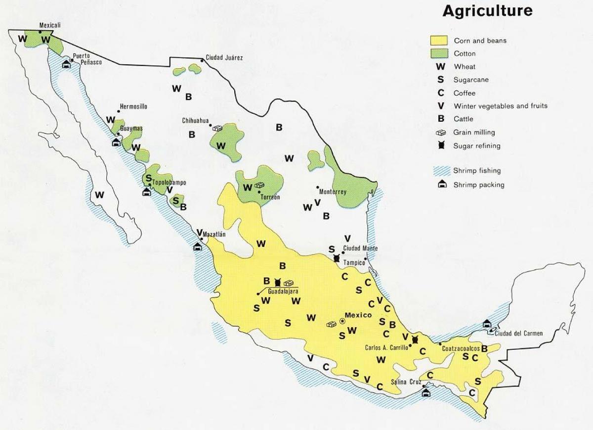 mapu Mexika poľnohospodárstvo