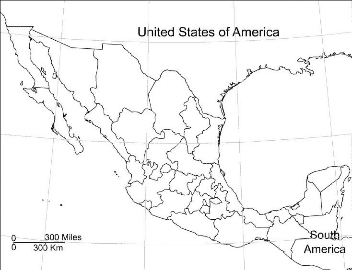 Mexiko mapa prázdne