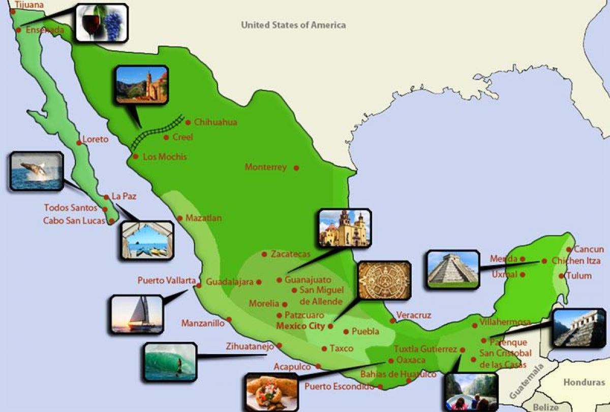 turistické mapy Mexika