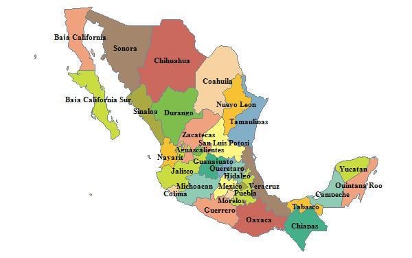 mapu Mexika provincií