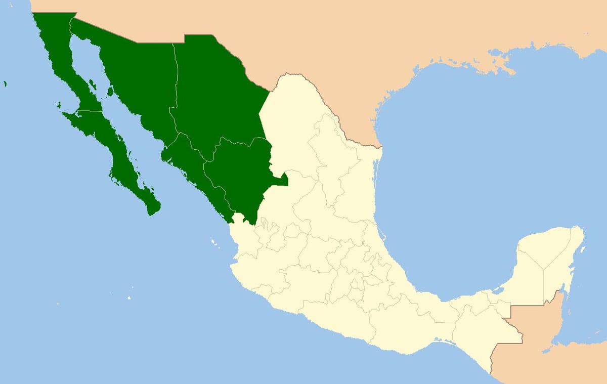 mapa severozápade Mexika