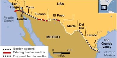 Mapa mexickej hranice