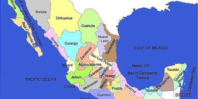 Mapa Mexika štáty