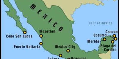 Mapa mexickej strediská