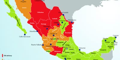 Mexiko cestovné poradenské mapu