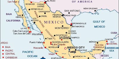 Mexiko mapa prázdnin
