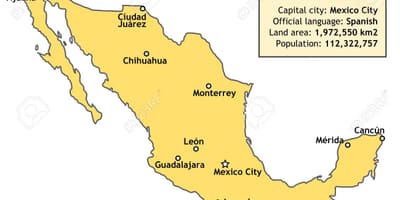 Mexiko mapa krajiny