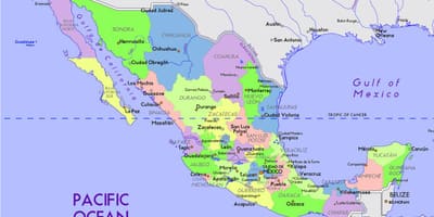 Mexiko mapa s kapitálu