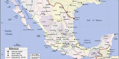 Mapa Mexiko pacific coast strediská