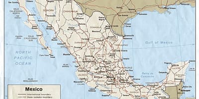 Mapa pobrežia Mexika
