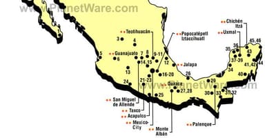 Mexiko atrakcie mapu