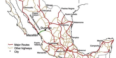 Mexické toll road map