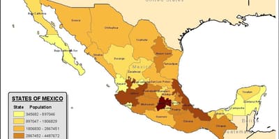 Mexiko mapa obyvateľstva