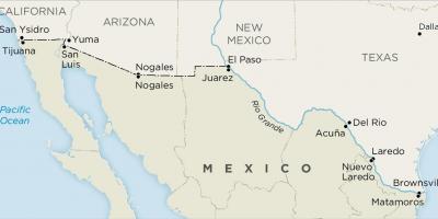 Usa a Mexiko hranicu mapu